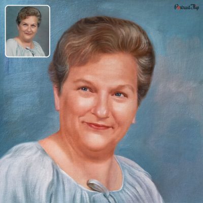 A acrylic vintage portraits of a woman with a close up shot