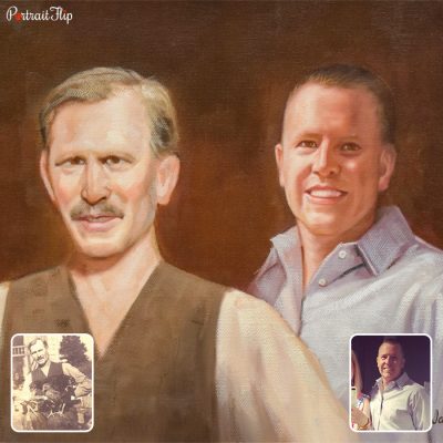 A old picture that is converted into vintage portrait where a old man is placed in front of a man