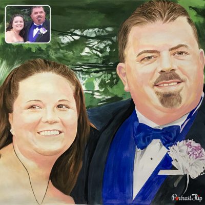 A photo of a man and a woman which is converted into a vintage portraits