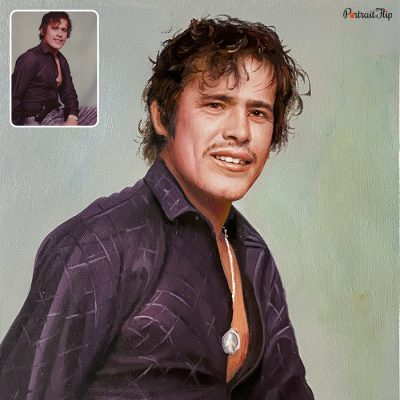 Handmade vintage portraits of a man smiling
