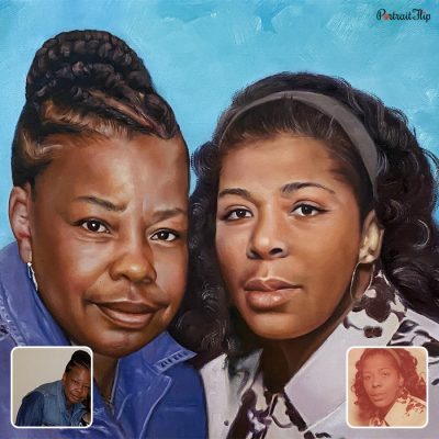 A compilation of a woman and a girl created as a vintage portrait