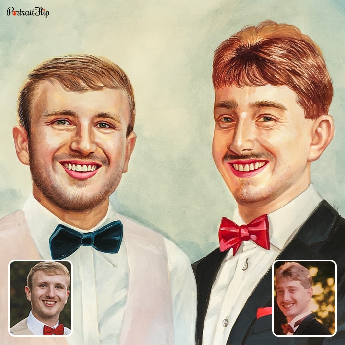 Compilation picture of two men placed next to each other wearing suits