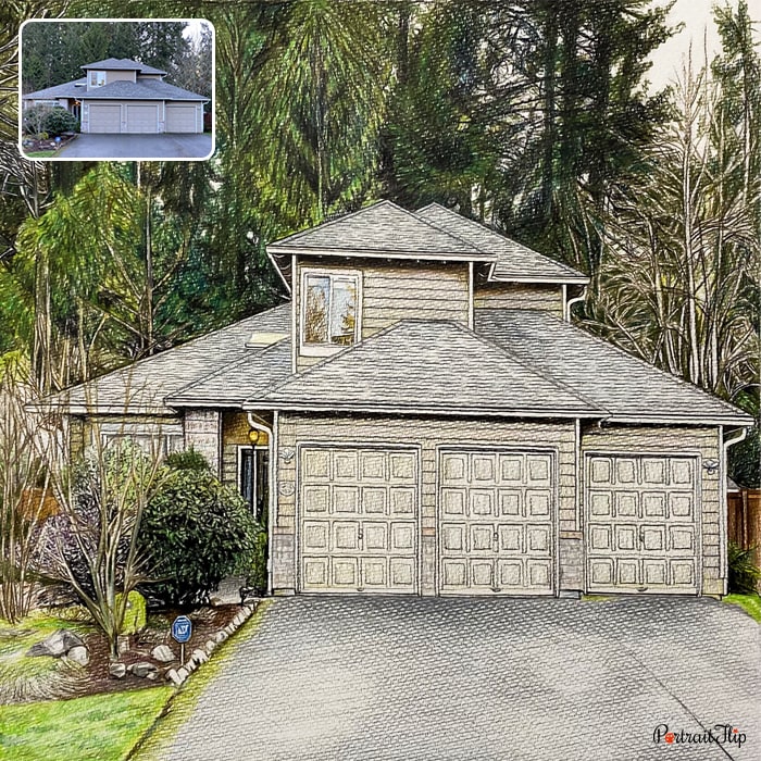 Picture of a house surrounded by trees