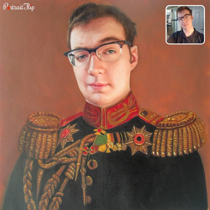 Picture of a man in an officer’s general outfit