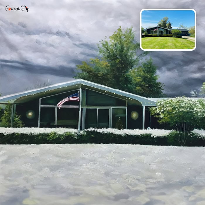 wedding venue portrait painting