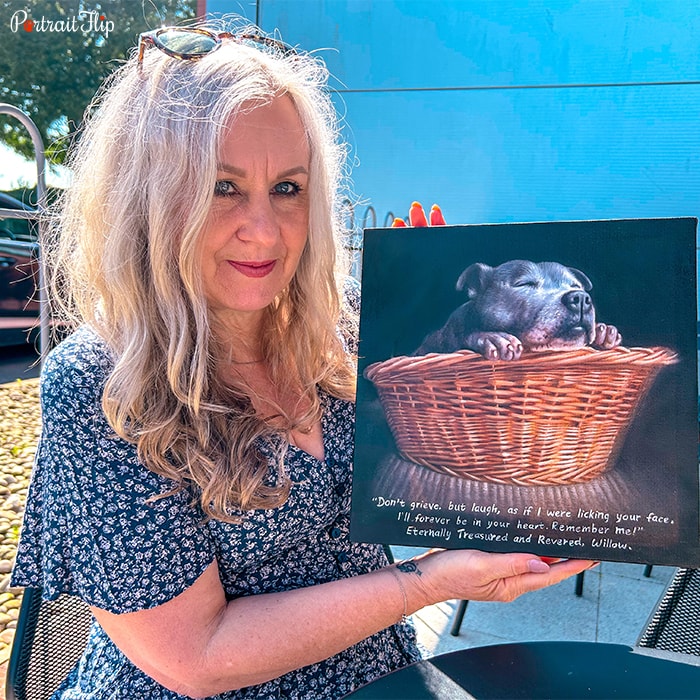 Happy customer with their birthday portrait