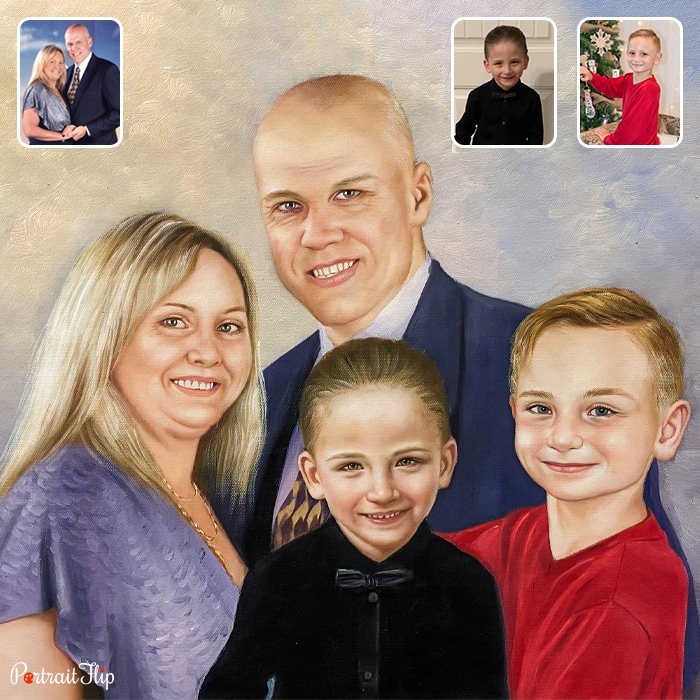 Compilation oil painting made from multiple photos
