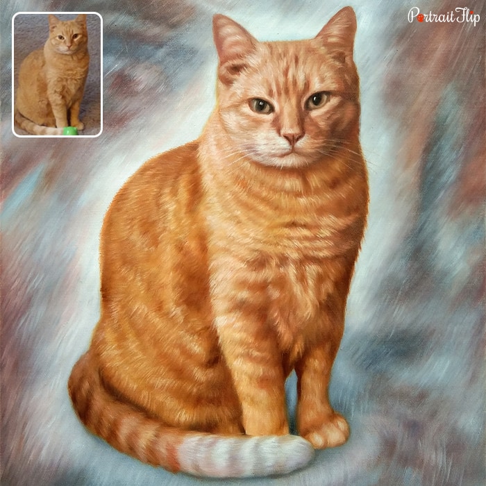 Pet memorial portraits of a cat in a sitting position
