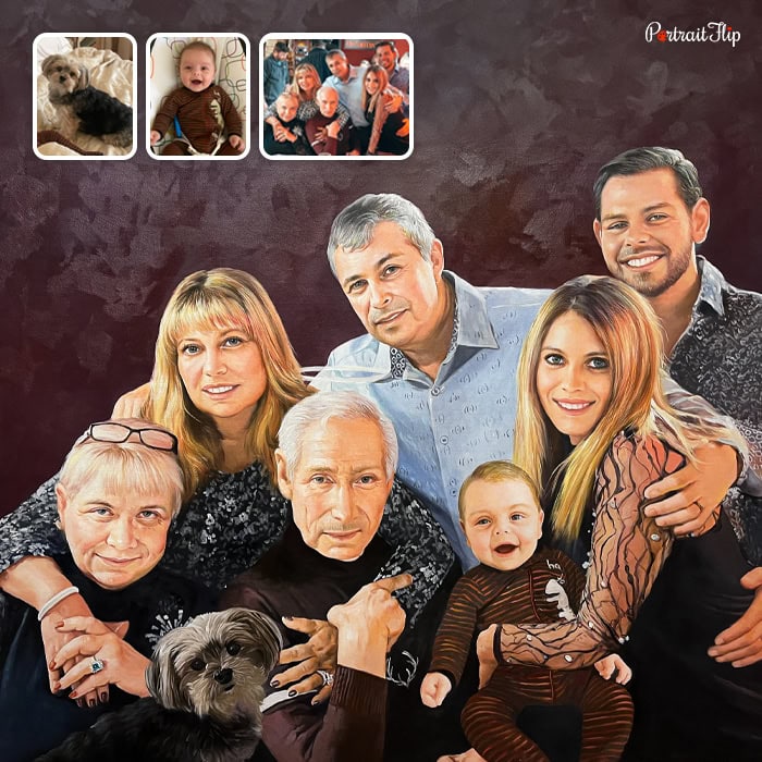 big family and dog painting