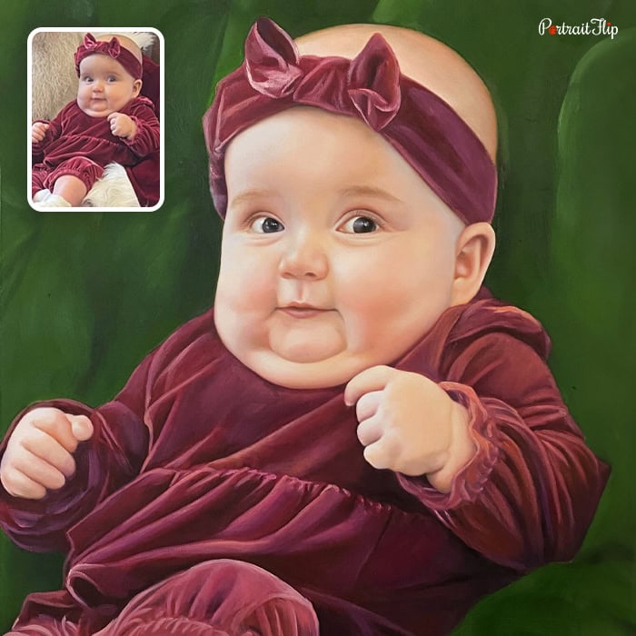 fat baby handmade oil painting