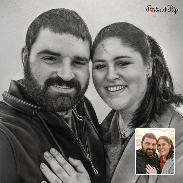 Couple charcoal portrait