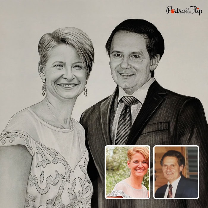 couple merged pencil drawing