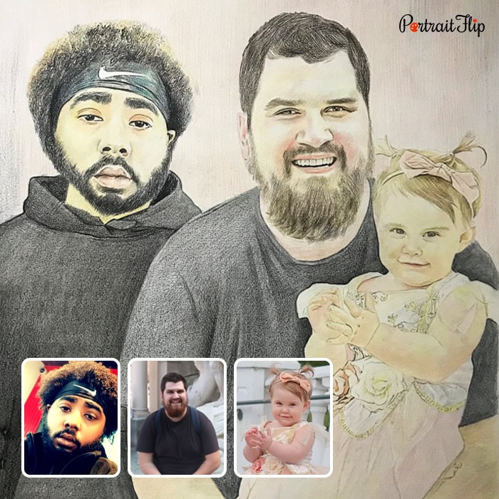 family colored pencil drawing